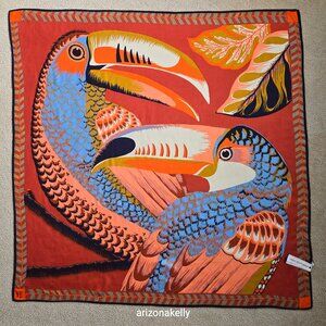 NWT Inoui Editions Silk/Modal Square Scarf TOUCANS Bird